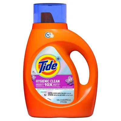 Tide Hygienic Clean Heavy 10X Duty Liquid Laundry Detergent Spring Meadow 37 oz Bottle