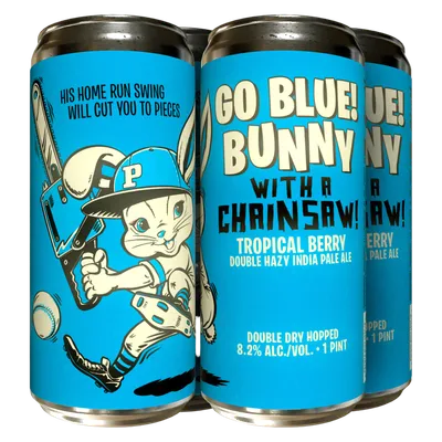 Paperback Go Blue! Bunny With A Chainsaw Tropical Berry Double Hazy IPA Can 16oz Can