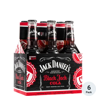 Jack Daniel's Country Cocktails Black Jack Cola 6 Pack 10 oz Bottles