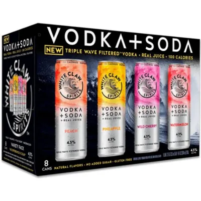 White Claw Spirits Vodka Soda Triple Wave Variety 8 Pack 12 oz Cans