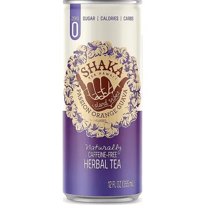 Shaka Tea Passion Orange Guava Herbal Tea 12 oz Can