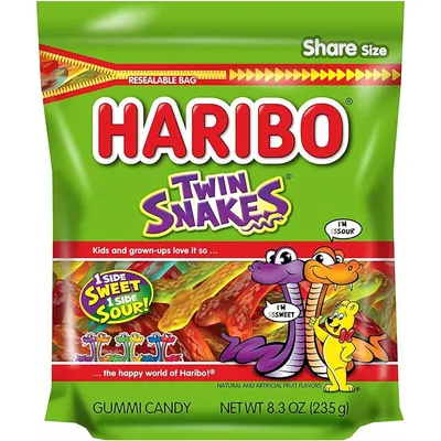 HARIBO Twin Snakes Sweet & Sour Gummi Candy 8 oz Bag