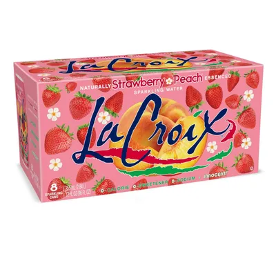 LaCroix Strawberry Peach Sparkling Water 8 Pack 12 oz Cans