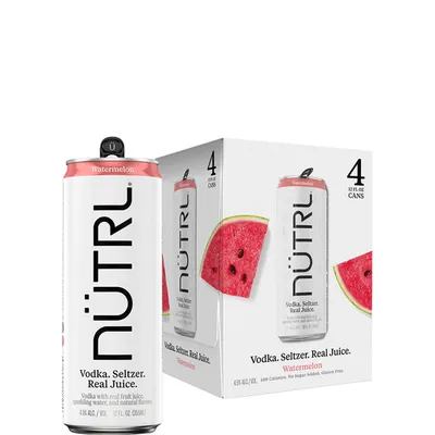 NUTRL Watermelon Vodka Seltzer 4 Pack 12 oz Cans