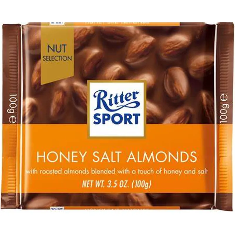 Ritter Sport Honey Milk Salt Almonds Chocolate Bar view 1