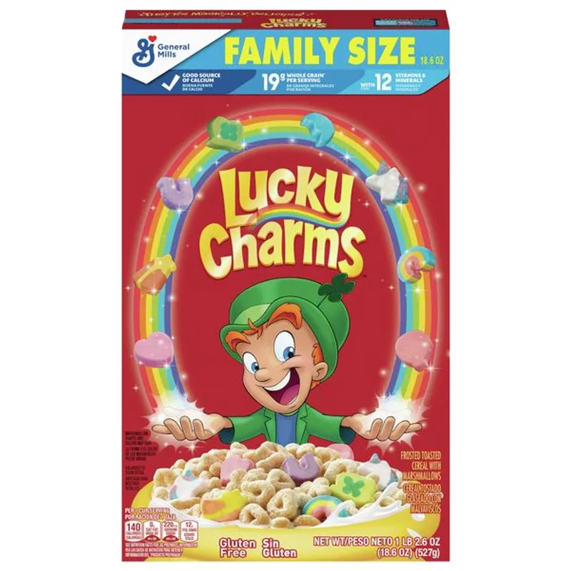 General Mills Lucky Charms Cereal Box view 1
