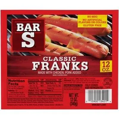 Bar S Classic Franks Chicken and Pork Hot Dogs 12 oz