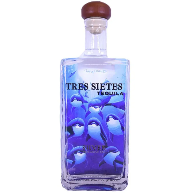 Tres Sietes Silver Wyland Limited Edition Dolphin Tequila view 1