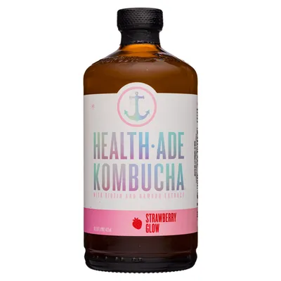 Health-Ade Kombucha Strawberry Glow 16 oz Bottle