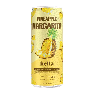 Hella Pineapple Margarita 4 Pack 12 oz Cans