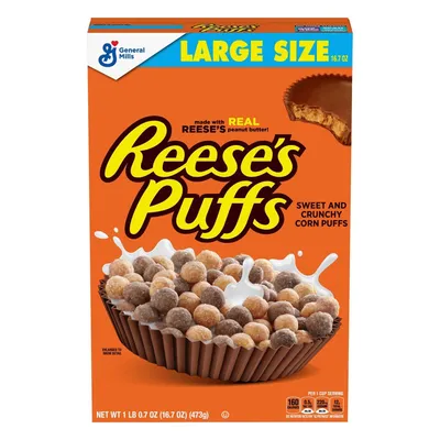 General Mills Reese's Puffs Cereal Large Size 16.7 oz Box