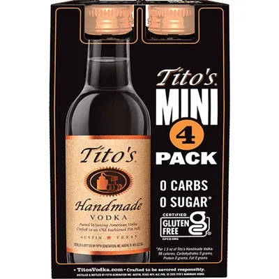 Tito's Handmade Vodka 4 Pack 50mL