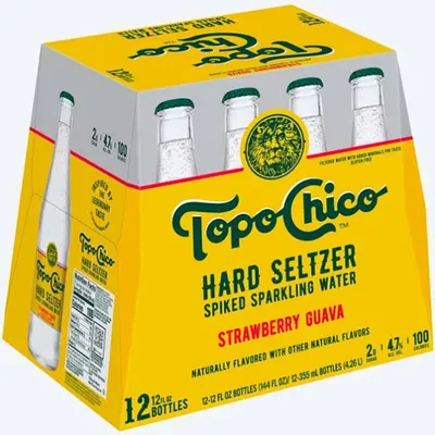 Topo Chico Hard Seltzer Strawberry Guava 12 Pack 12oz Bottles