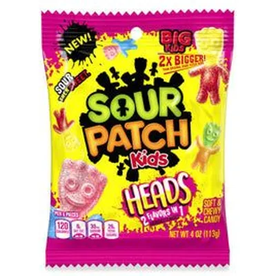 Sour Patch Kids Heads Flavors in Soft & Chewy Candy 5oz Bag