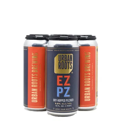 Urban Roots EZPZ Dry Hopped Pilsner 4 Pack 16 oz Cans