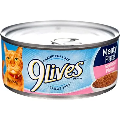 9Lives Seafood Platter Meaty Pate Wet Cat Food 5.5oz Can