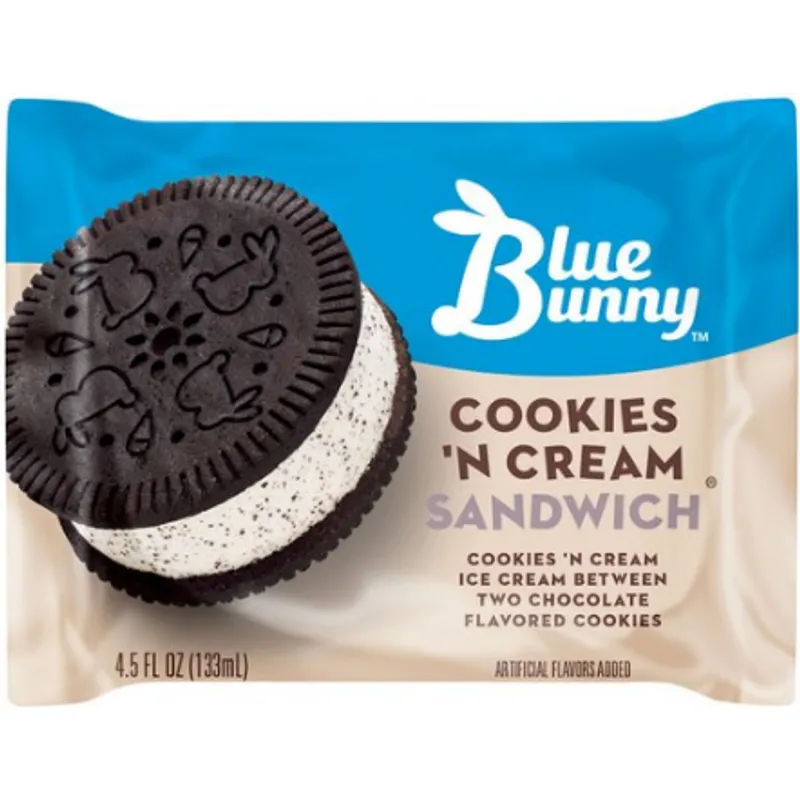 Blue Bunny Cookies 'N Cream Ice Cream Sandwich view 1