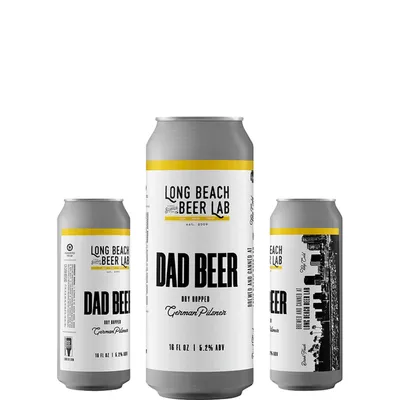 Long Beach Beer Lab Dad Beer Dry Hopped Pilsner 4 Pack 16 oz Cans