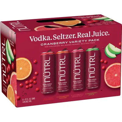Nutrl Vodka Seltzer Cranberry Variety Pack 8 Pack 12 oz Cans