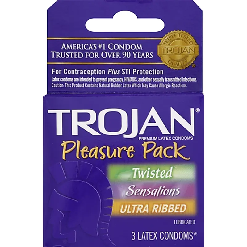Trojan Pleasure Pack Lubricated Latex Condoms view 1