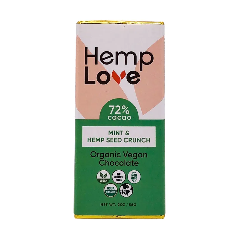 Hemp Love Organic Mint & Hemp Seed Crunch Chocolate Bar view 1