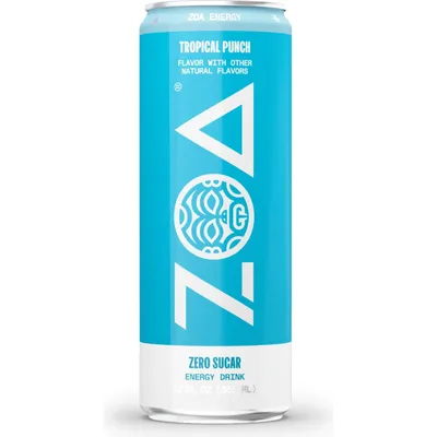 Zoa Tropical Punch Zero Sugar Energy Drink 12oz Can