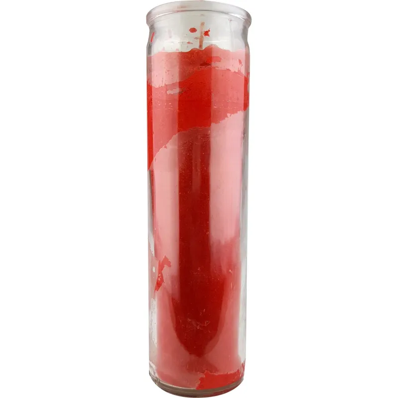 La Luz De Tu Fe Red Glass Candle view 1