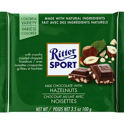 Ritter Sport Milk Chocolate with Chopped Hazelnuts 100g