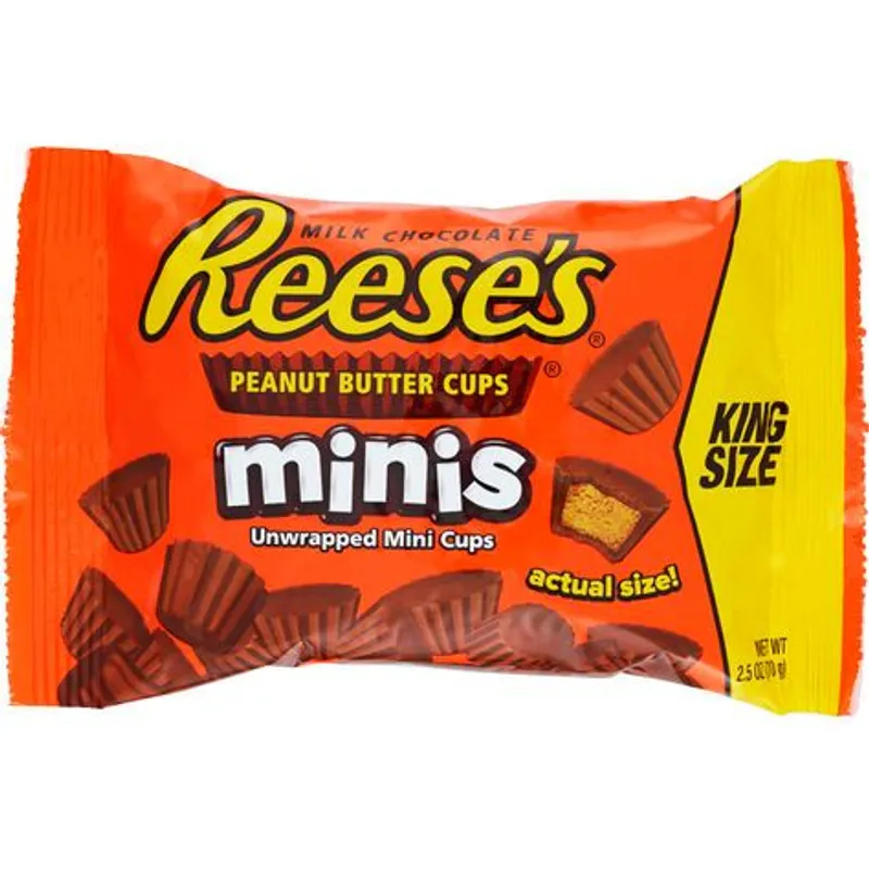 Reeses Peanut Butter Cups Candy King Size Minis Unwrapped Mini Cups view 1