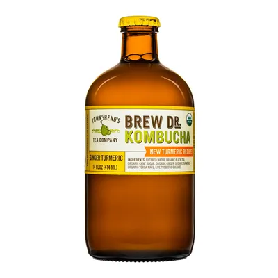 Brew Dr. Kombucha Ginger Turmeric 14 oz Bottle