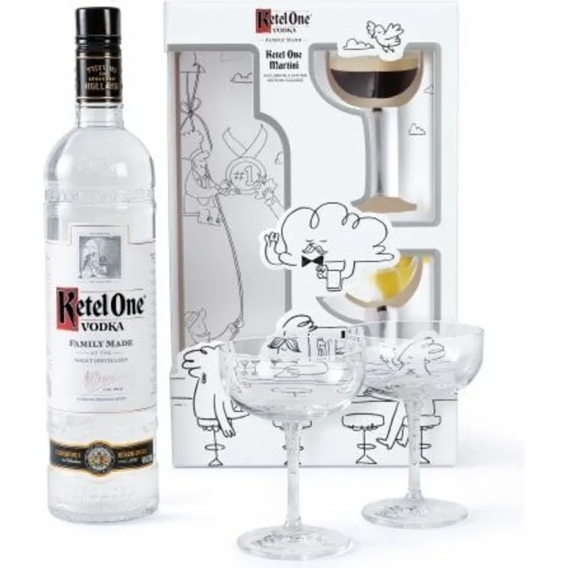 Ketel One Vodka With Limited Edition Martini Glasses view 1