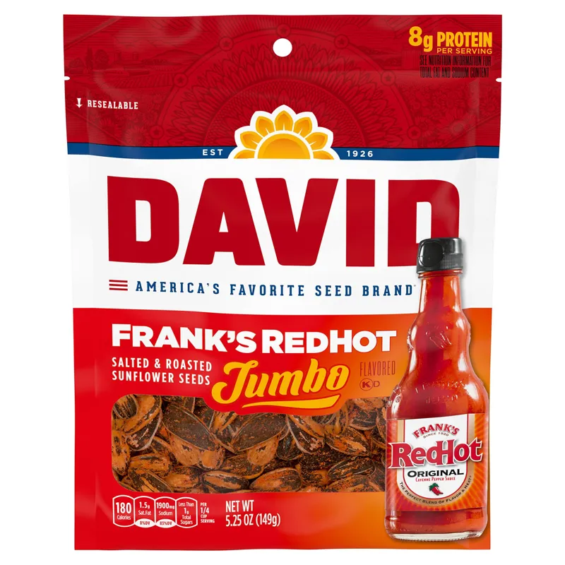 DAVID Frank's RedHot Jumbo Sunflower Seeds view 1