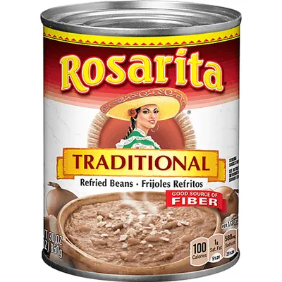 Rosarita Traditional Refried Beans 30oz Can