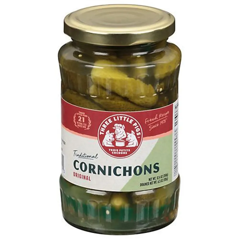 Three Little Pigs Cornichons Baby Sour Gherkins Jar view 1