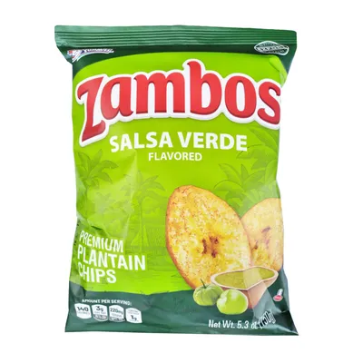 Zambos Salsa Verde Plantain Chips 5.3 oz Bag