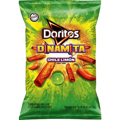 Sabritas Doritos Dinamita Rolled Tortilla Chips Chile Limon 9.25 oz Bag
