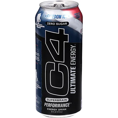 C4 Energy Drink, Performance, Zero Sugar, Freedom Ice 16oz Can