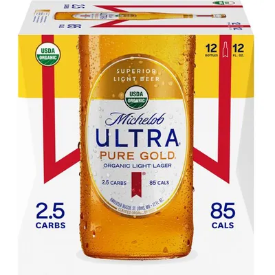 Michelob Ultra Pure Gold 12 Pack 12 oz Bottles