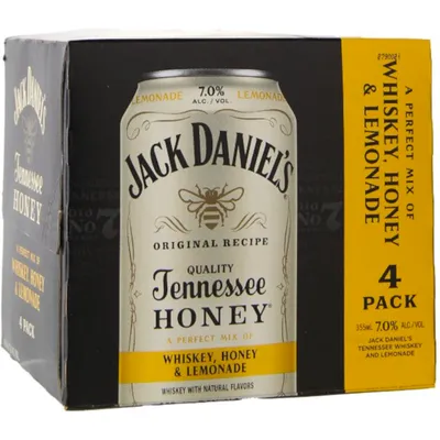 Jack Daniel's Tennessee Honey and Lemonade 4x 355ml Cans