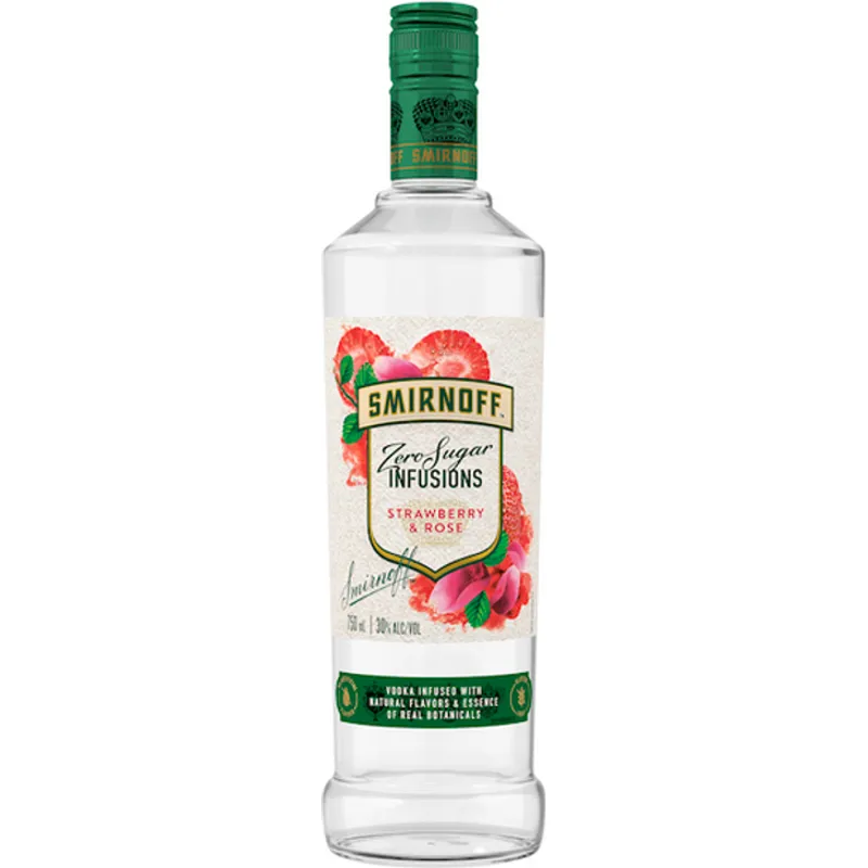 Smirnoff Zero Sugar Infusions Strawberry & Rose Vodka view 1