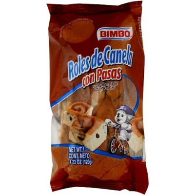 Bimbo Roles De Canela Con Pasas Cinnamon Rolls With Raisins 4.23 oz