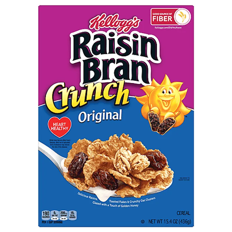 Kellogg's Raisin Bran Crunch Cereal Box view 1