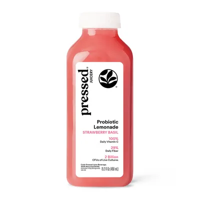 Pressed Juicery Strawberry Basil Probiotic Lemonade 15.2 oz Bottle