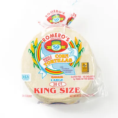 Romero's White Corn Tortillas King Size 30 ct 40 oz Bag