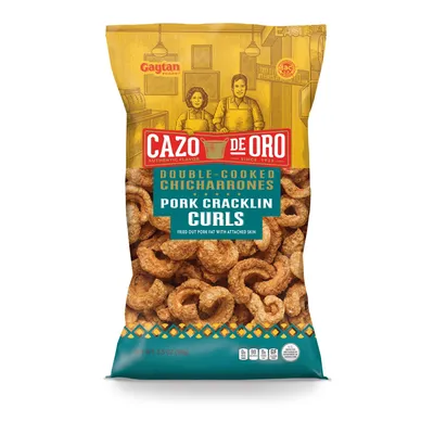 Cazo De Oro Pork Cracklin Double Cooked Curls 3.5 oz Bag