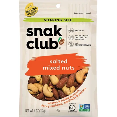 Snak Club Salted Mixed Nuts 4oz Bag