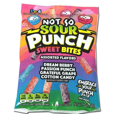 Sour Punch Not So Sour Sweet Bites Assorted Flavors 5 oz Bag