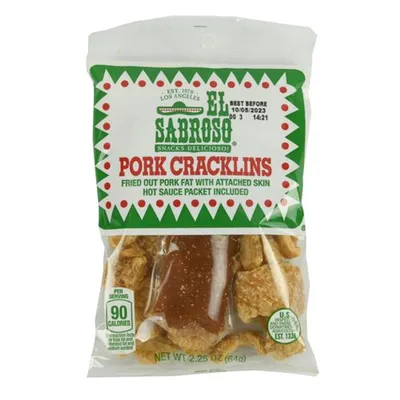 El Sabroso Pork Cracklins Hot Sauce 2.25 oz Bag