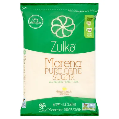 Zulka Morena Pure Cane Sugar 4 LB Bag