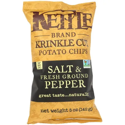 Kettle Potato Chips Krinkle Cut Salt & Fresh Ground Pepper 5oz